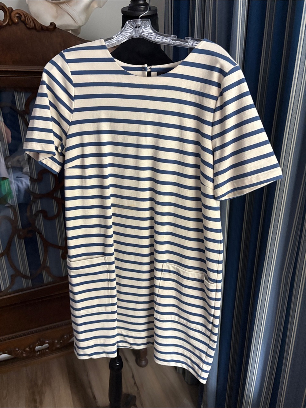 Marc by Marc Jacobs Cream and Navy Striped Mini Dress